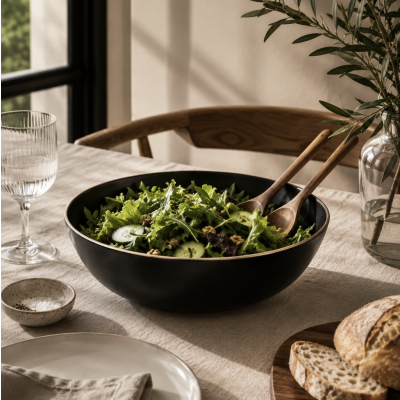 Ensaladera negra borde natural 25cm 1344/5515  PROMO 