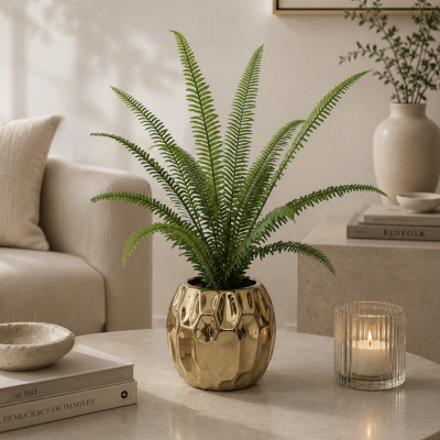 Planta artificial maceta dorada 40 cm  4022