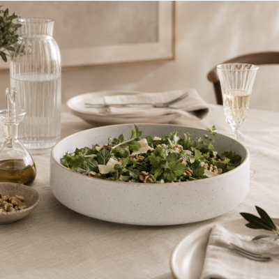 Ensaladera blanca dots c/borde natural 25cm 1517-1592 PROMO 