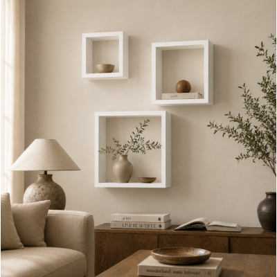 Estantes cubos flotantes x3 rm3027 blanco