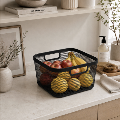 Canasto metal 24*18 negro 2418