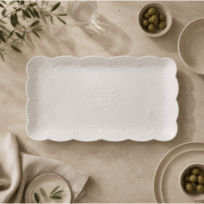 Bandeja ceramica ondas L 32*18*3 cm 1475