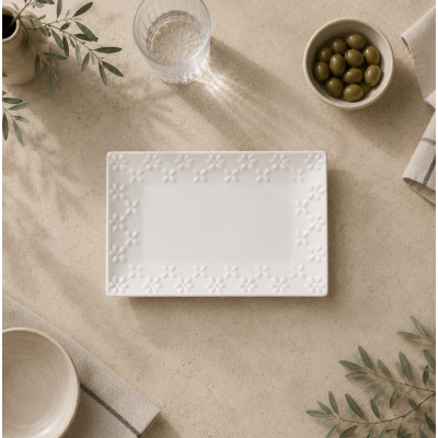 Bandeja ceramica labrada Rococo L 1471 