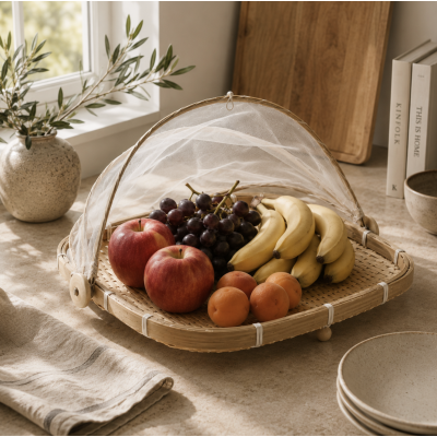 Cesta cubre alimentos tul & bamboo L 33*33 12170