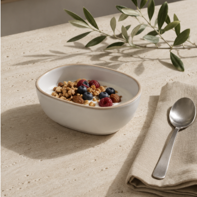 Bowl gris borde natural 12.5*9.5 1354 PROMO  