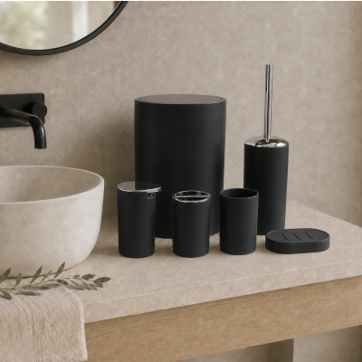 Set de baño 6 piezas 3009 negro 