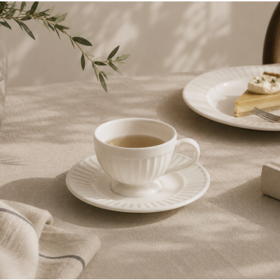 Taza con plato  brillante Drape 120 ml 6d79/0763