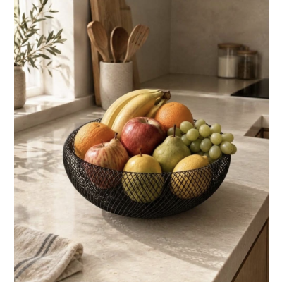 Cesta frutera metal negra 24.5*24.5*9.5 1653-12