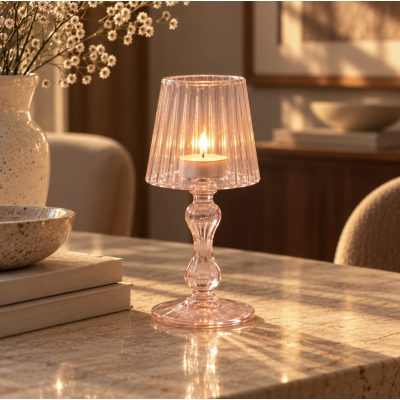 Porta vela lampara 19*8 1493 rosa