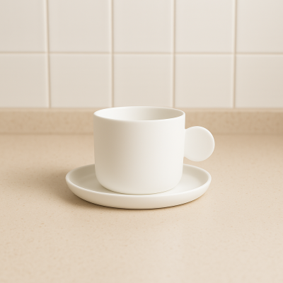 Taza con plato white 100 ml 8217