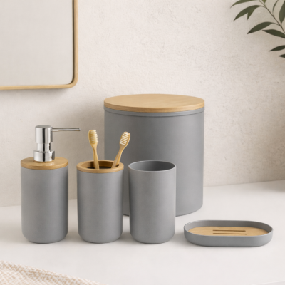 Set de baño combinado 5 piezas  3002 gris